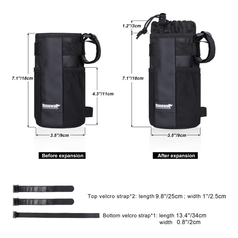 Rhinowalk Bike Handlebar Water Bottle Bag Drink Cup Holder Bicycle Front Insulated Stem Bag - Image 3